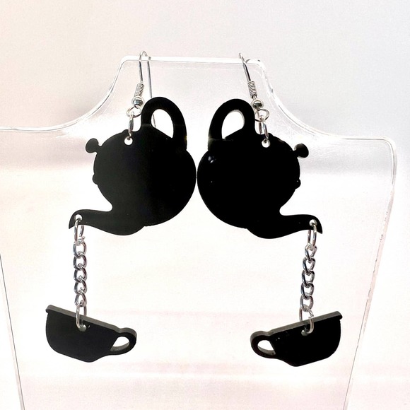 Tea Pot Earrings - Cafe Earrings - Tea Earrings - Novelty Earrings - Statement - Picture 2 of 10